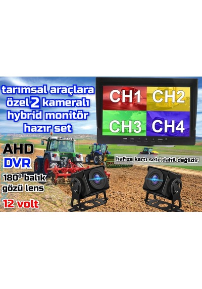 7 '' Hybrid Dvr Ekran 2 Adet 180'' Balık Gözü Lens Geniş Açı Set