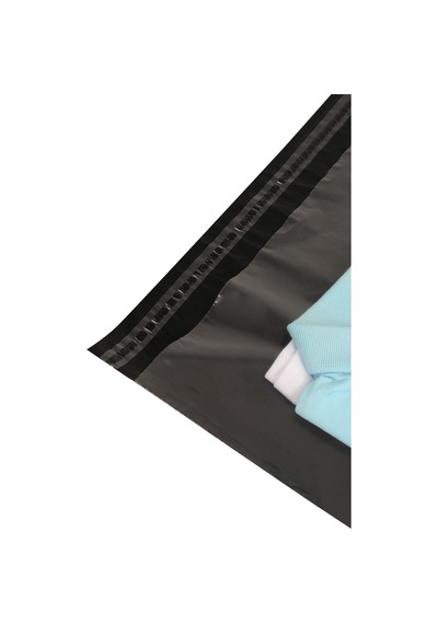 24x30+5 Ölçü Tek Tarafı Şeffaf Arka Kısım Siyah Renk 1 Numara 80 Mikron Kargo Poşeti 100 Adet 24+30