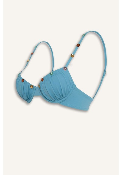 Defacto Lilyrose X Defacto Regular Fıt Bikini Üstü H8841ax26hsbe804 Mavi-be804