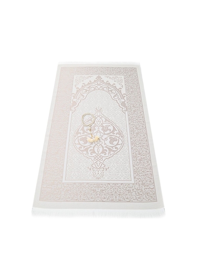Hediyelik Kuran-ı Kerim, İnci Tesbih, Seccade, Asetat Kutulu 25x18 Cm Mevlid Paketi-gri