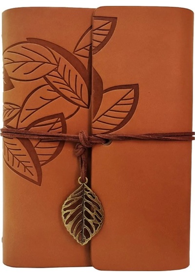 Deri Yaprak Desenli Defter - 9035596818334rx8