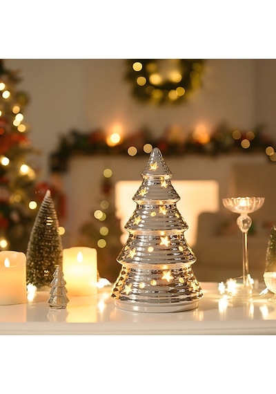 Karaca Home New Year Yılbaşı Christmas Tree Dekoratif Obje Silver 11,5 X 11,5 X 19,2 Cm
