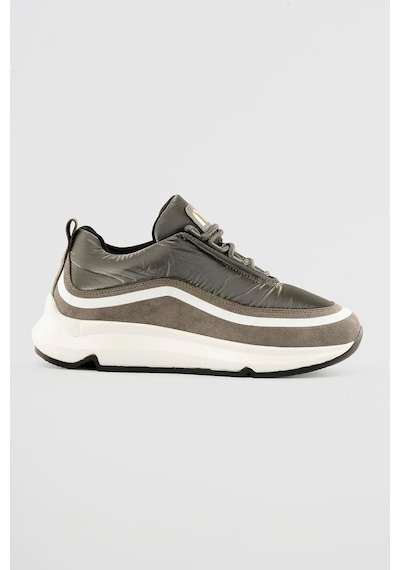 Mubiano Kadın Anorak Sneaker Süet Detaylı Kalın Tabanlı Bağcıklı Mito Gri Gri