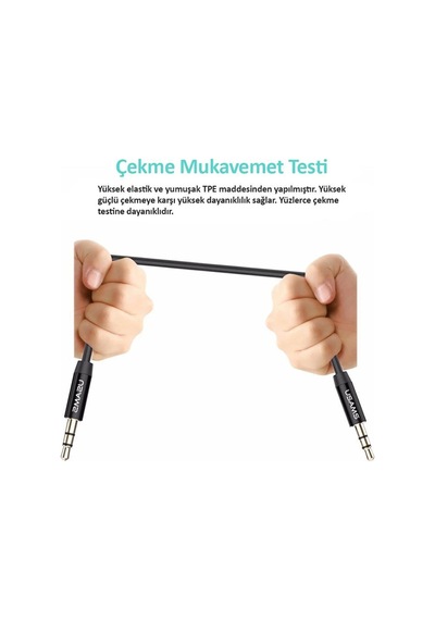 Yp01 3.5 Mm Güçlendirilmiş Ultra Dayanıklı Aux Ses Kablosu 1mt