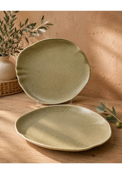 2'li Sahara Tone Oval Tabak 30 Cm Servis-sunum-kahvaltı-peynir-şarküteri Çok Amaçlı Gourmet Tabak Çok renkli