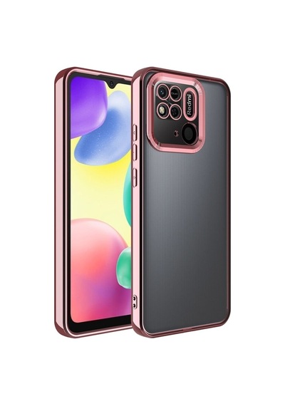 Xiaomi Redmi 10c Kılıf Kamera Korumalı Logo Gösteren Zore Omega Kapak Rose Gold