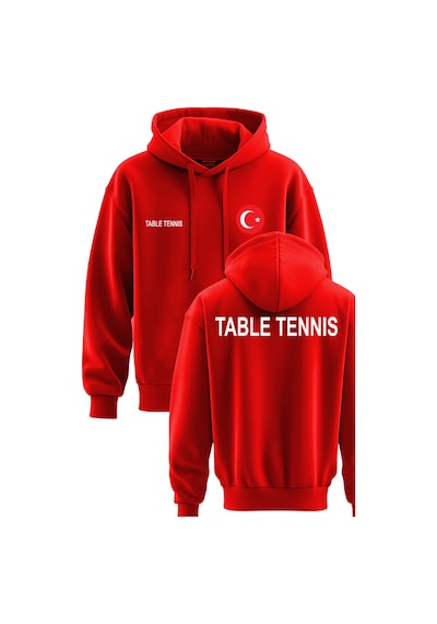 Top Glory Masa Tenisi Baskılı Kapşonlu 3 İp Kışlık Türkiye Sweatshirt Masa Tenisi Hoodie