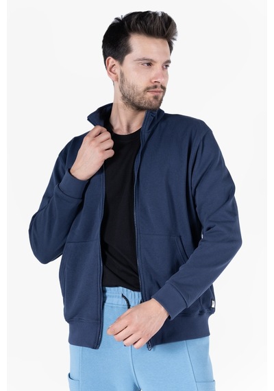 Owl 9150 Diagonel Fermuarlı Sweatshirt Light Lacivert