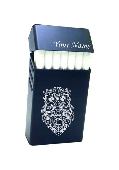 Baykuş Temalı Kişiye Özel Metal Sigara Tabakası Paketi Taşıma