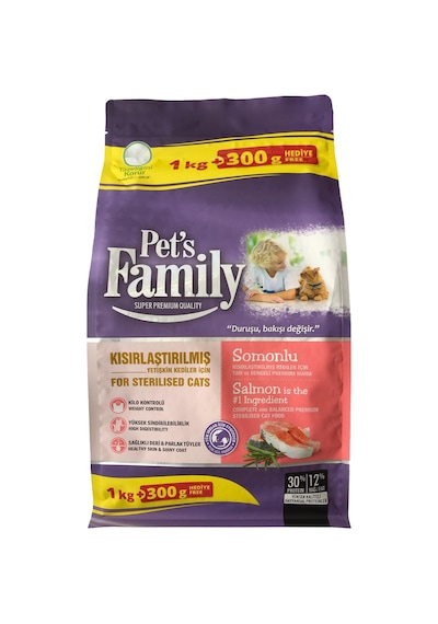Pet's Family Kısırlaştırılmış Premium Somonlu Yetişkin Kedi Maması 1300 G