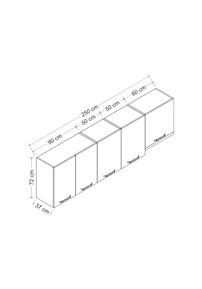 Minar 250 Cm Mutfak Dolabı Beyaz 250-B4-Üst Modül Beyaz