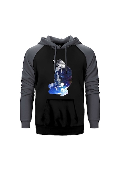 Nirvana Kurt Cobain Galaksi Gri Renk Reglan Kol Kapşonlu Sweatshirt Gri