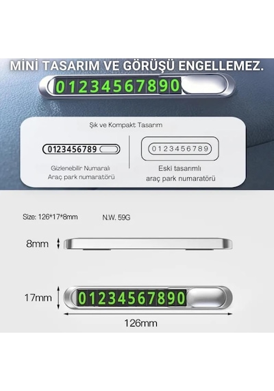 Coofbe Hc Seri Gizlenebilir Çift Numaralı Araç Park Telefon Numaratörü Araç Numara Kiti Geçici Park Telefon Numar