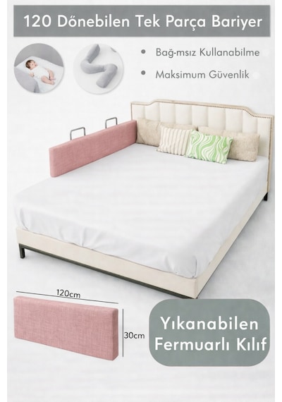 Miralay Yeni Nesil Yatak Bariyeri 120 CM Pembe