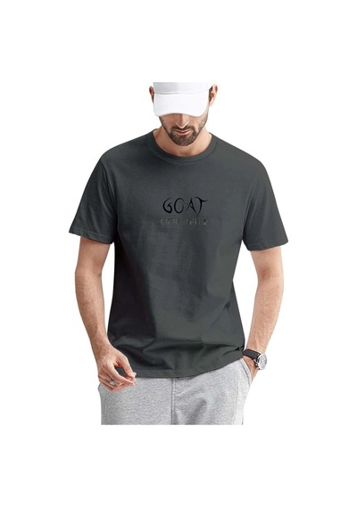Füme Oversize Goat Baskılı T-shirt - Oversize Baskılı Füme