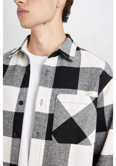 DeFacto Regular Fit Kareli Oduncu Uzun Kollu Gömlek D3298AX24WNBK81