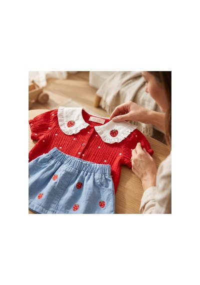 Altıntaş Baby Fisto Çilek Yaka İşlemeli %100 Pamuk Müslin Kumaşlı Mini Kot Etekli İkili Bayramlık Takım Kırmızı Mavi Kırmızı Mavi Altıntaş Baby Fisto Çilek Yaka İşlemeli %100 Pamuk Müslin Kumaşlı Mini Kot Etekli İkili Bayramlık Takım Kırmızı Mavi Kırmızı Mavi