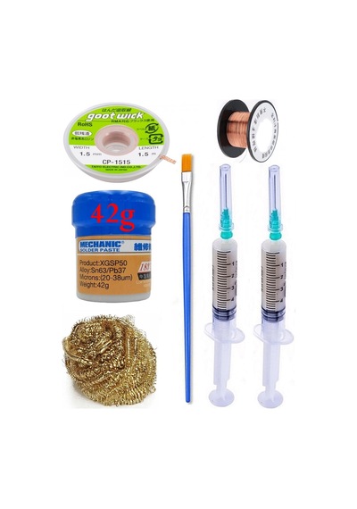 Mechanic Krem Lehim 183 C 42g Flux Lehim Toplama Cp-1515 Emme Teli 1,5mm Havya Uç Temizleme Set02