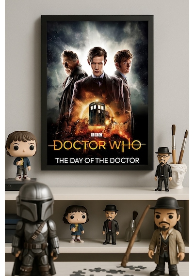 Doctor Who Siyah Ahşap Çerçeveli Poster, Dekoratif Dizi Duvar Tablosu