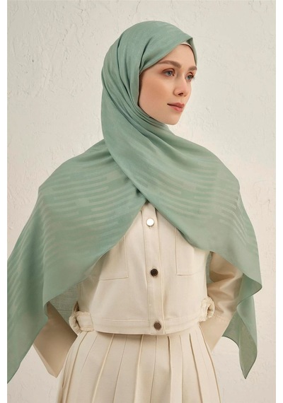 Armine Lyocell Viscon Stripes Desenli Şal 2 Mint Yeşili