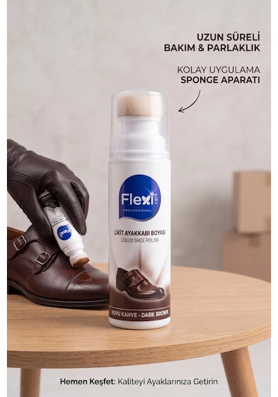 Luxetone Kendinden Sünger Başlıklı Likit Kahverengi Ayakkabı Boyası, Deri Yenileyici Ve Çizik Ka...