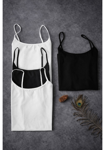 Demirsa Boutique Kadın İp Askılı Likralı 2 Adet Siyah - 2 Adet Beyaz Penye Atlet Siyah-beyaz2 Demirsa Boutique Kadın İp Askılı Likralı 2 Adet Siyah - 2 Adet Beyaz Penye Atlet Siyah-beyaz2