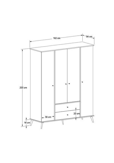 Terra 4 Kapaklı 2 Çekmeceli Gardırop - Florida Meşe/karışık Renk 162x204x54 Cm Terra 4 Kapaklı 2 Çekmeceli Gardırop - Florida Meşe/karışık Renk 162x204x54 Cm