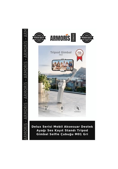 Delux Serisi Mobil Aksesuar Destek Ayağı Ses Kayıt Standı Tripod Gimbal Selfie Çubuğu M01 Gri