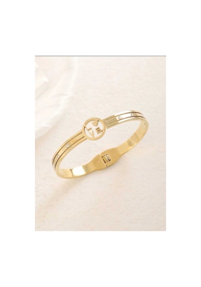 Gold Love Yazılı Çelik Kelepçe Bileklik Gold - 660684388 Gold