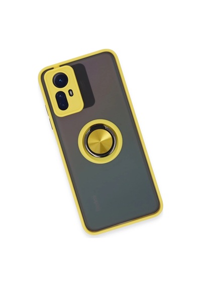 Gld-spt- Newface Xiaomi Redmi Note 12s Kılıf Montreal Yüzüklü Silikon Kapak - Sarı