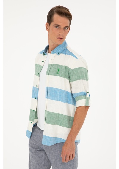 U.s. Polo Assn. Erkek Yeşil Gömlek Desenli 50283348-vr054 Yeşil