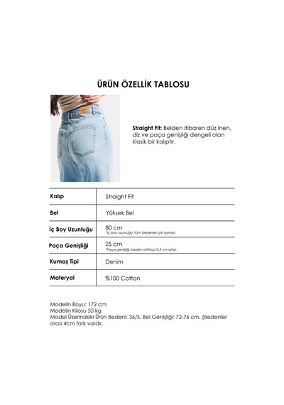 Itsbasic Kadın Kot Rengi 4s6-32 Straight Fit Yüksek Bel Denim Jean Itsbasic Kadın Kot Rengi 4s6-32 Straight Fit Yüksek Bel Denim Jean