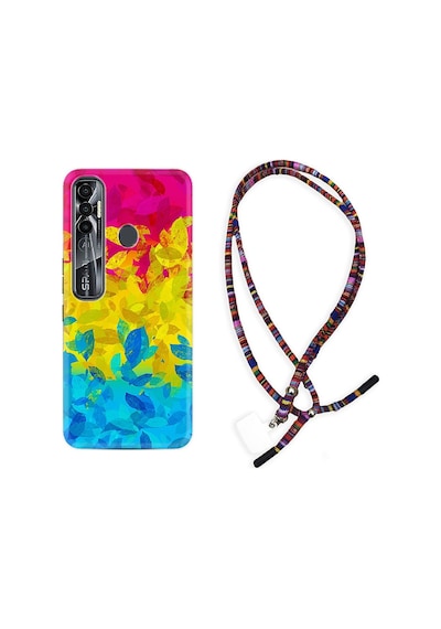 Tecno Spark 7 Pro Kılıf Rasta Boyun Askılı Yapraklar 1634