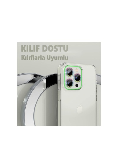 Iphone 14 Pro Max / 14 Pro Uyumlu Simli Kamera Lens Koruması Suya Ve Darbeye Dayanıklı