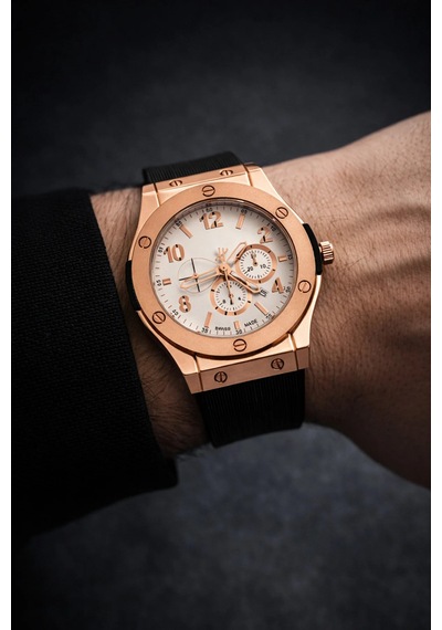 Ter Tutmayan Silikon Kordon Erkek Kol Saati Siyah-içibeyaz - 886326451 Rose Gold