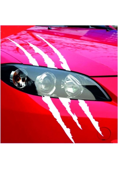 Canavar Pençe Izi Uzun Beyaz Oto Sticker 40 20 Cm