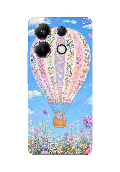 Poco X6 Pro Uyumlu Çiçek Desenli Uçan Balon Baskılı Silikon Kılıf