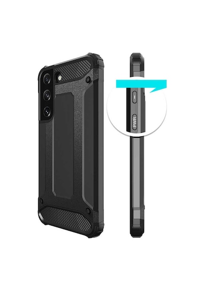 Noktaks - Samsung Galaxy Uyumlu S22 - Kılıf Çift Katman Zırh Tank Crash Military Kapak - Mavi