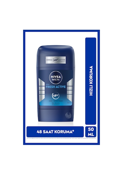 Men Erkek Stick Deodorant Fresh Active 50ml, Ter Kokusuna Karşı 48 Saat Koruma, Alüminyum İçermez
