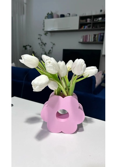 3d Baskı Çiçek Formlu Vazo Sakura Çiçeği Şeklinde Dekoratif Modern Çiçek Vazosu Pembe Diğer