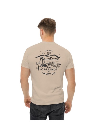 Wildstyle The Mountains Are Calling I Must Go Dağcı Baskılı Unisex Pamuklu Tişört Camel
