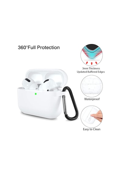 Airpods Pro 1. Nesil İle Uyumlu İnce Ve Hafif Silikon Kılıf, Yumuşak Esnek Tasarım, Anahtarlıklı, Kablolu Ve Kablosuz Şarj Uyumlu Beyaz A2084 A2083 A2190