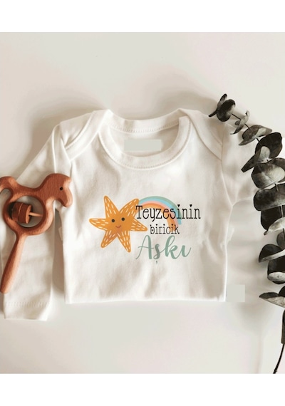 İmaj Tuğbababy Teyzesinin Biricik Aşkı Uzun Kol Çıtçıtlı Organik Bebek Body Beyaz