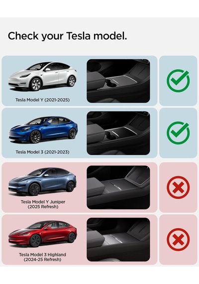 Tesla Model Y Legacy 2024-2023 Orta Konsol Karbon Bardaklık Tutucu To211 Black - Acp07107