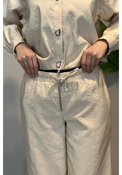 Lale Butik Çıt Çıt Detay Pantolon Takım 19534 Bej