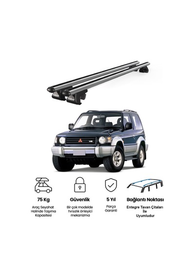 Venüs Mitsubishi Pajero 3d 1991-1998 Uyumlu Gri Ara Atkı Port Bagaj Tavan Barı