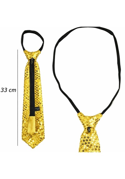Altın Renk Pul Payetli Işıltılı Parti Kravatı 33 Cm 2 "