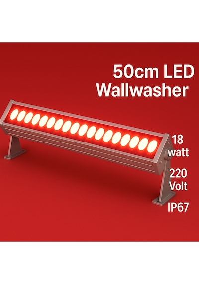 50cm 18w Led Wallwasher Kırmızı Dış Cephe, Minare, Bahçe Aydınlatma Iç-dış Kullanım Ip65 Kırmızı