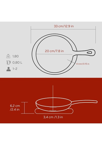 Döküm Yuvarlak Pizza Krep Pankek Tavası Döküm Demir Yekpare Saplı Çap Ø 26cm.-bordo Çok Renkli