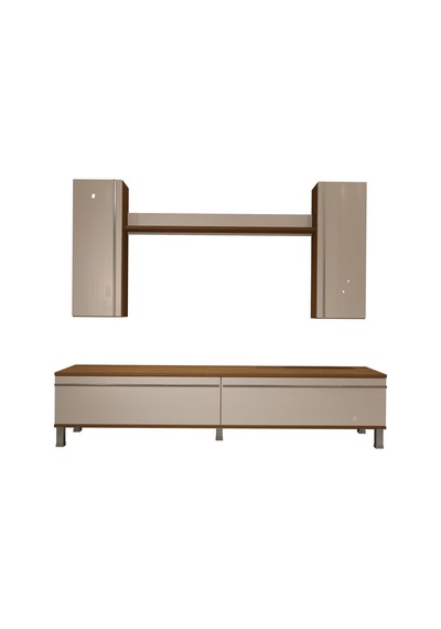 Decoraktiv Eko 5d Mdf Std Krom Ayaklı Tv Ünitesi Tv Sehpası Ceviz - Beyaz